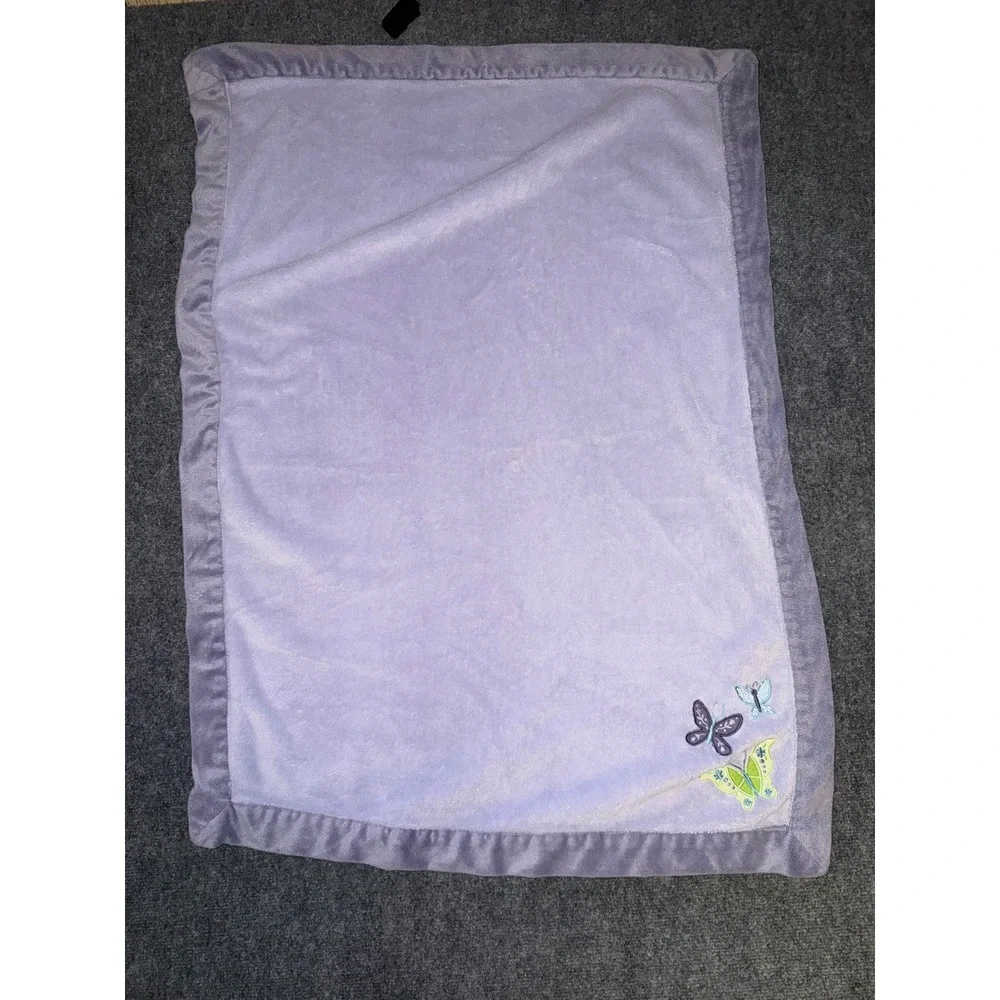 NoJo Lavender Purple Butterfly Plush Baby Blanket Fleece 30x40
